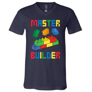 Brick Builder Funny Blocks Building Master Builder Toys V-Neck T-Shirt