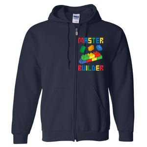 Brick Builder Funny Blocks Building Master Builder Toys Full Zip Hoodie