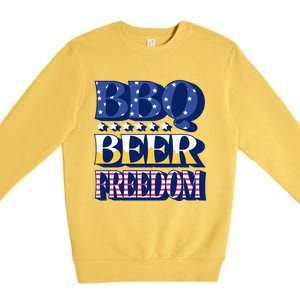 Bbq Beer Freedom Cool Gift Premium Crewneck Sweatshirt