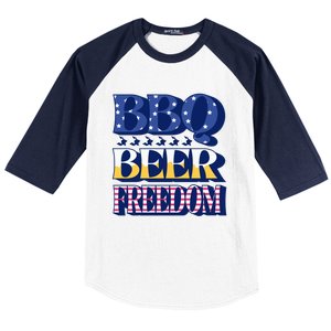 Bbq Beer Freedom Cool Gift Baseball Sleeve Shirt