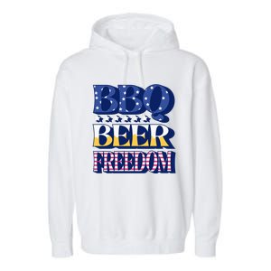 Bbq Beer Freedom Cool Gift Garment-Dyed Fleece Hoodie