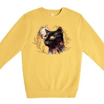 Beautiful Boho Floral Cat Premium Crewneck Sweatshirt