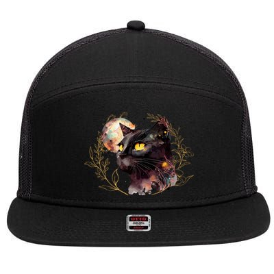 Beautiful Boho Floral Cat 7 Panel Mesh Trucker Snapback Hat