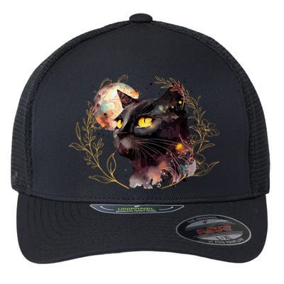 Beautiful Boho Floral Cat Flexfit Unipanel Trucker Cap