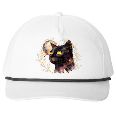 Beautiful Boho Floral Cat Snapback Five-Panel Rope Hat