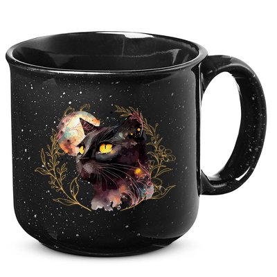 Beautiful Boho Floral Cat 15oz Campfire Ceramic Mug