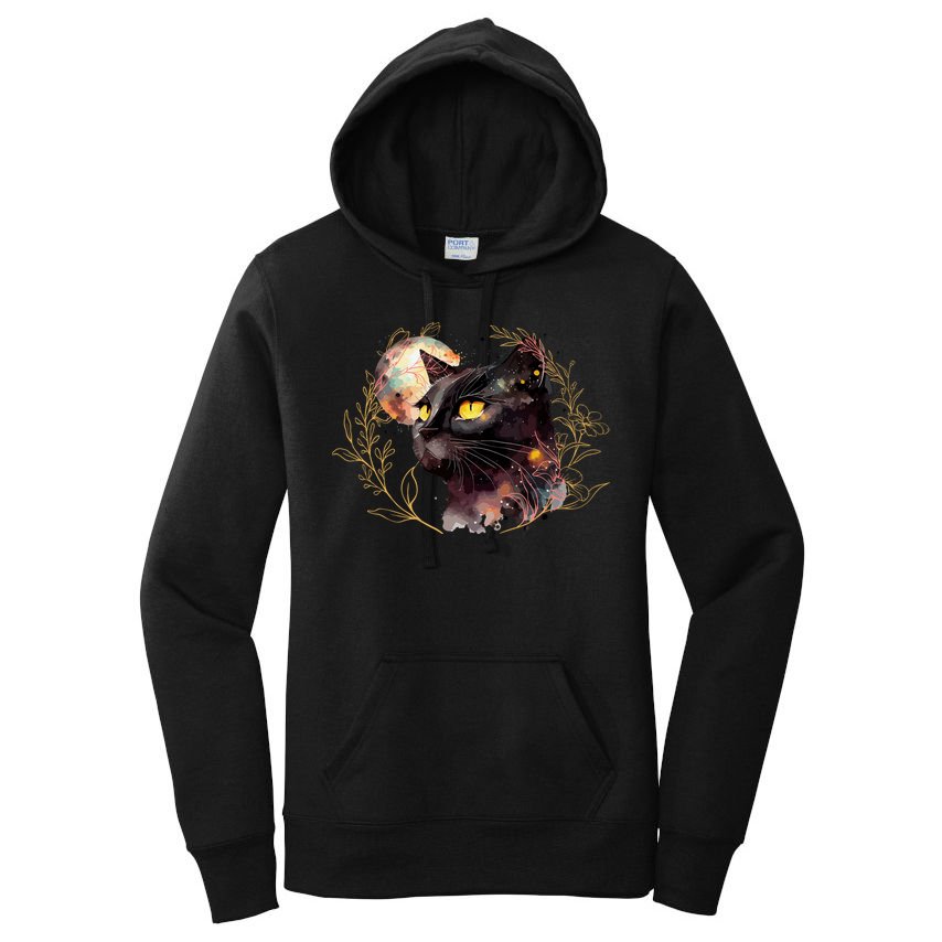 Beautiful Boho Floral Cat Women's Pullover Hoodie