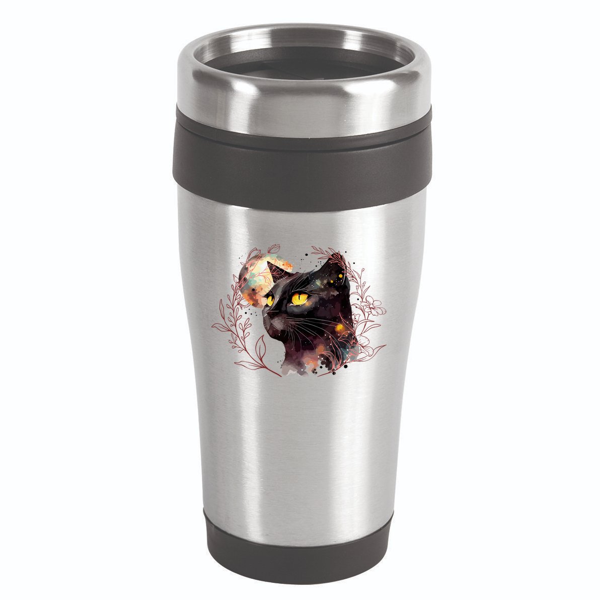 Beautiful Boho Floral Cat 16oz Travel Tumbler
