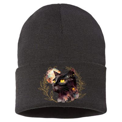 Beautiful Boho Floral Cat Sustainable Knit Beanie