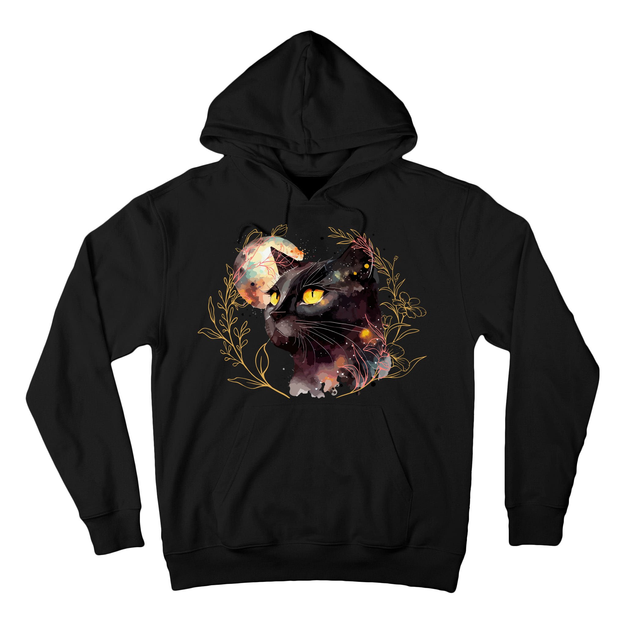Beautiful Boho Floral Cat Tall Hoodie