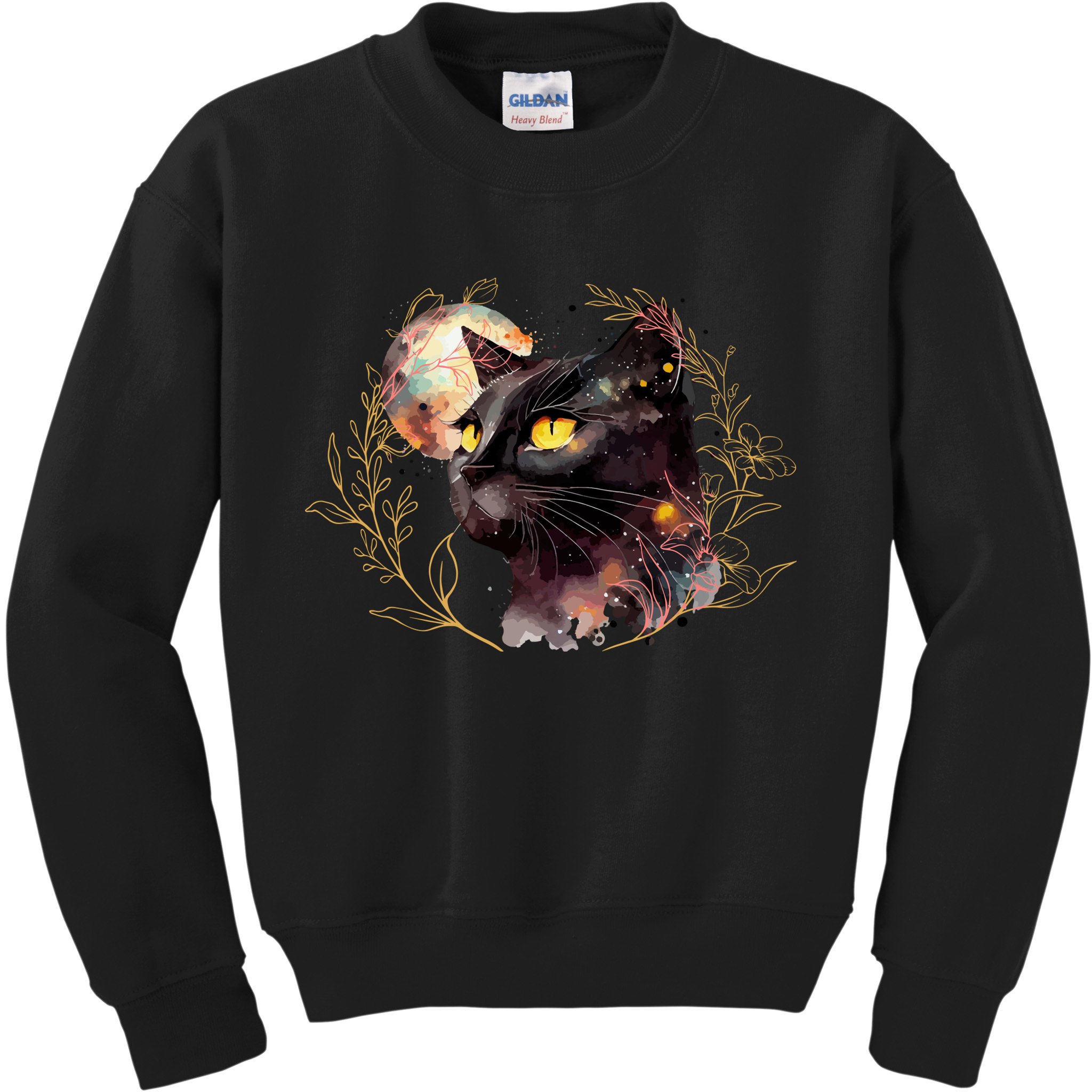 Beautiful Boho Floral Cat Kids Sweatshirt
