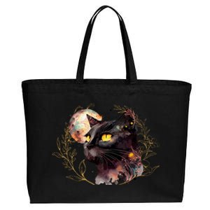 Beautiful Boho Floral Cat Cotton Canvas Jumbo Tote