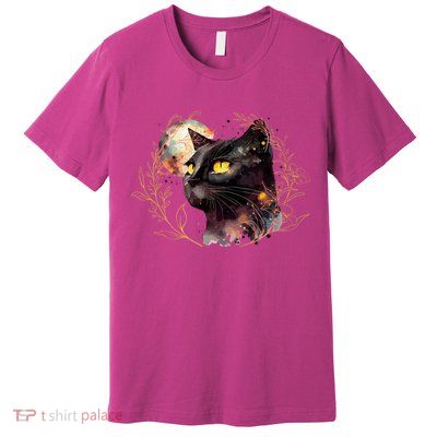 Beautiful Boho Floral Cat Premium T-Shirt