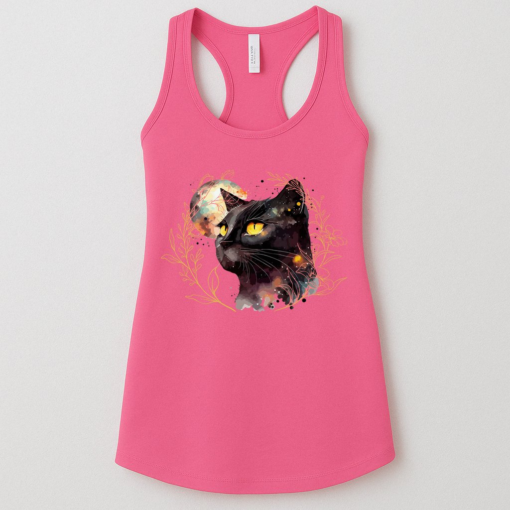 Beautiful Boho Floral Cat Womens Tank Top
