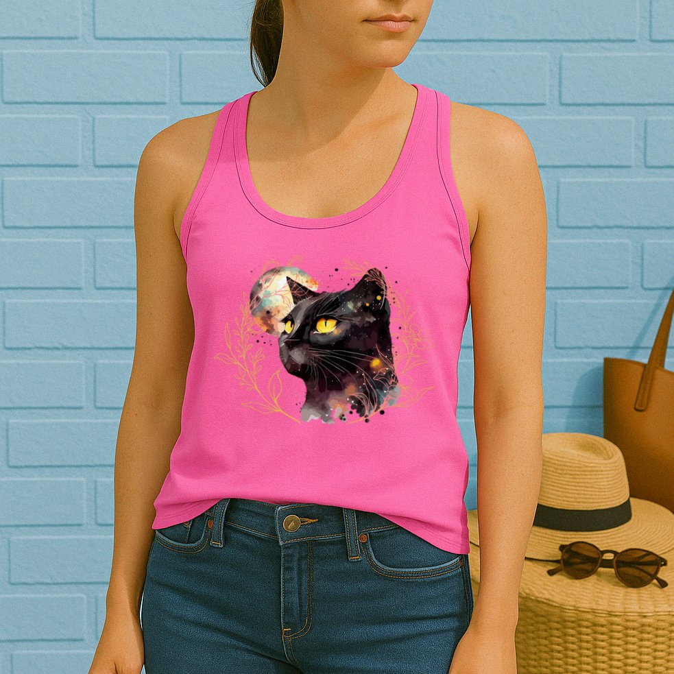 Beautiful Boho Floral Cat Womens Tank Top