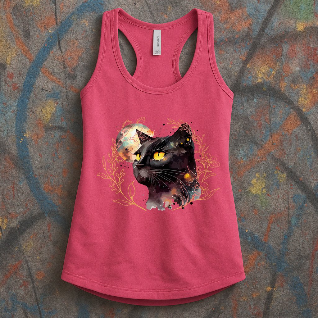 Beautiful Boho Floral Cat Womens Tank Top