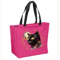 Beautiful Boho Floral Cat Zip Tote Bag