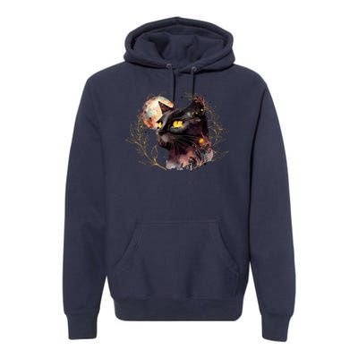 Beautiful Boho Floral Cat Premium Hoodie