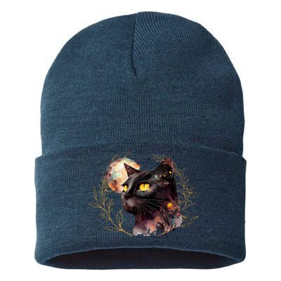 Beautiful Boho Floral Cat Sustainable Knit Beanie