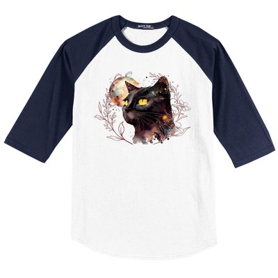 Beautiful Boho Floral Cat Baseball Sleeve Shirt