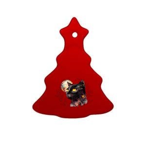 Beautiful Boho Floral Cat Ceramic Tree Ornament