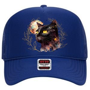 Beautiful Boho Floral Cat High Crown Mesh Back Trucker Hat