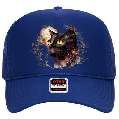 Beautiful Boho Floral Cat High Crown Mesh Back Trucker Hat