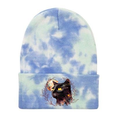 Beautiful Boho Floral Cat Tie Dye 12in Knit Beanie