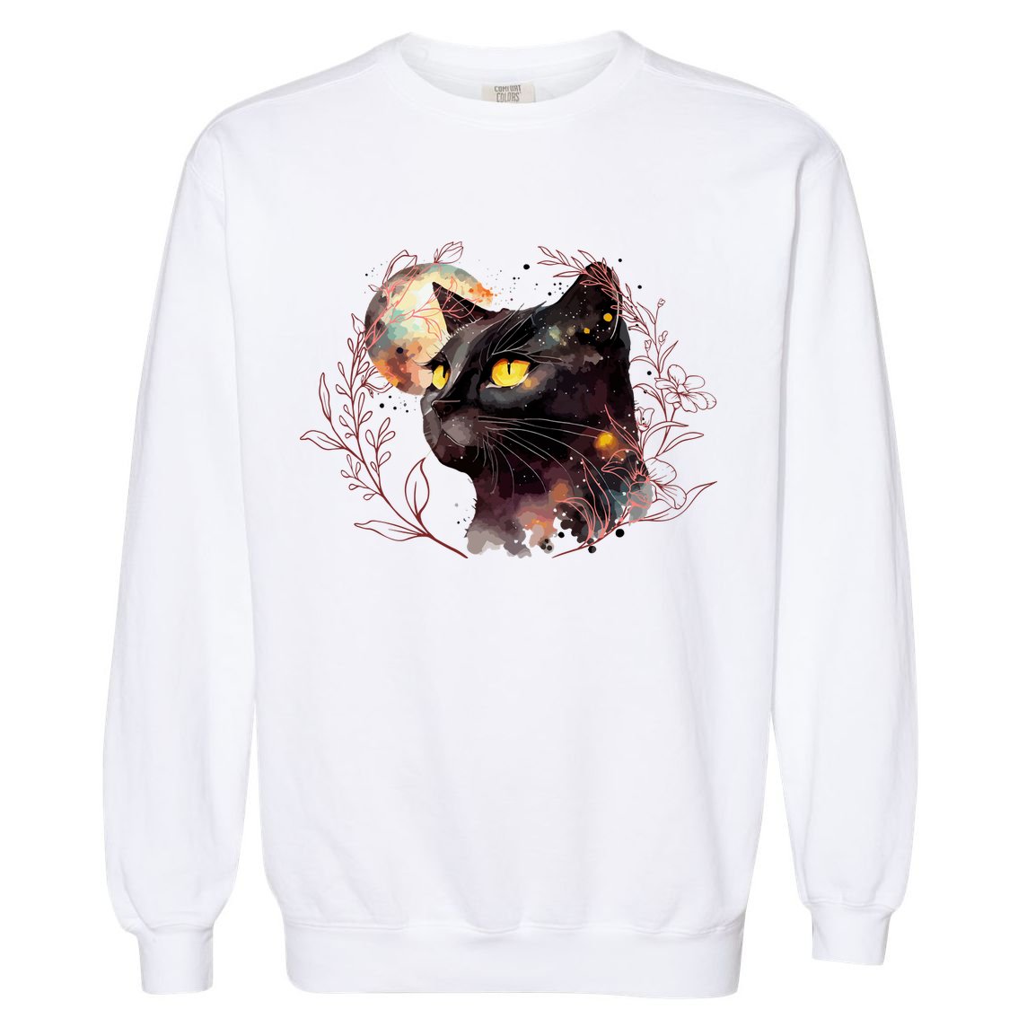 Beautiful Boho Floral Cat Garment-Dyed Sweatshirt