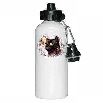 Beautiful Boho Floral Cat Aluminum Water Bottle 