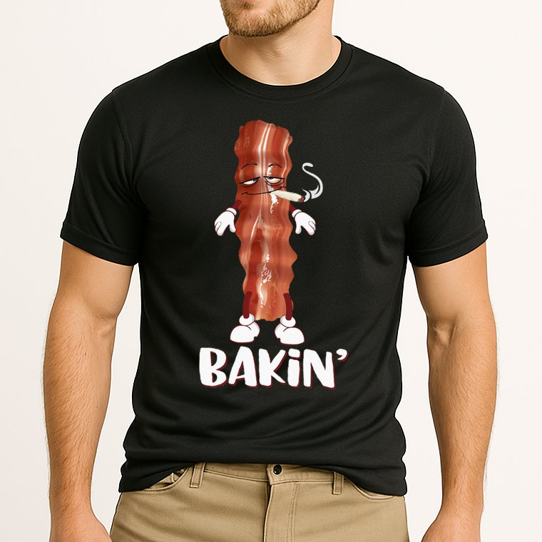 Bakin Bacon Funny 420 Marijuana Smoke Weed Pot Performance Shirt