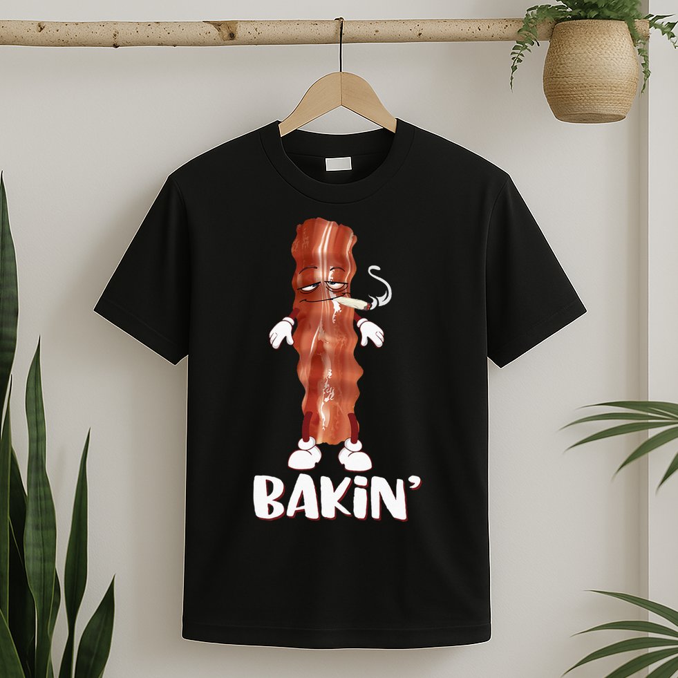Bakin Bacon Funny 420 Marijuana Smoke Weed Pot T-Shirt