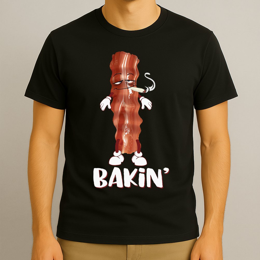 Bakin Bacon Funny 420 Marijuana Smoke Weed Pot T-Shirt