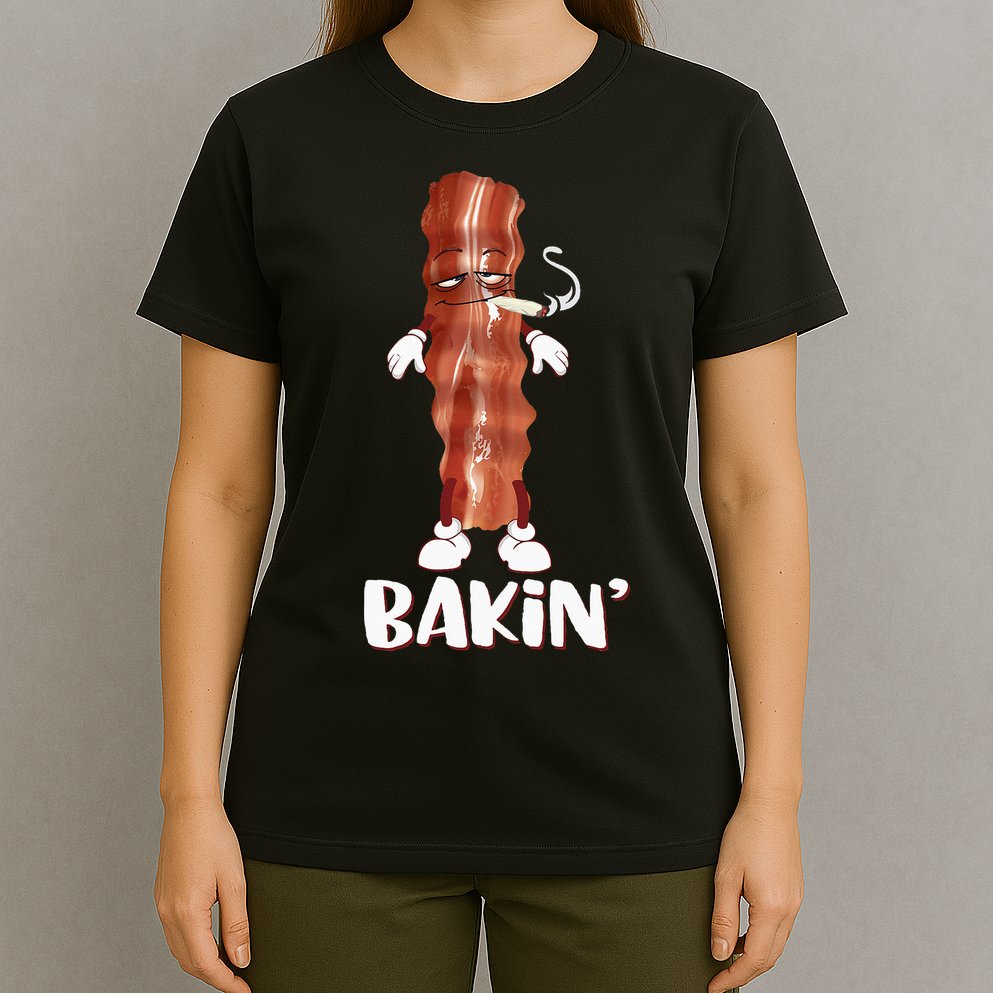 Bakin Bacon Funny 420 Marijuana Smoke Weed Pot T-Shirt