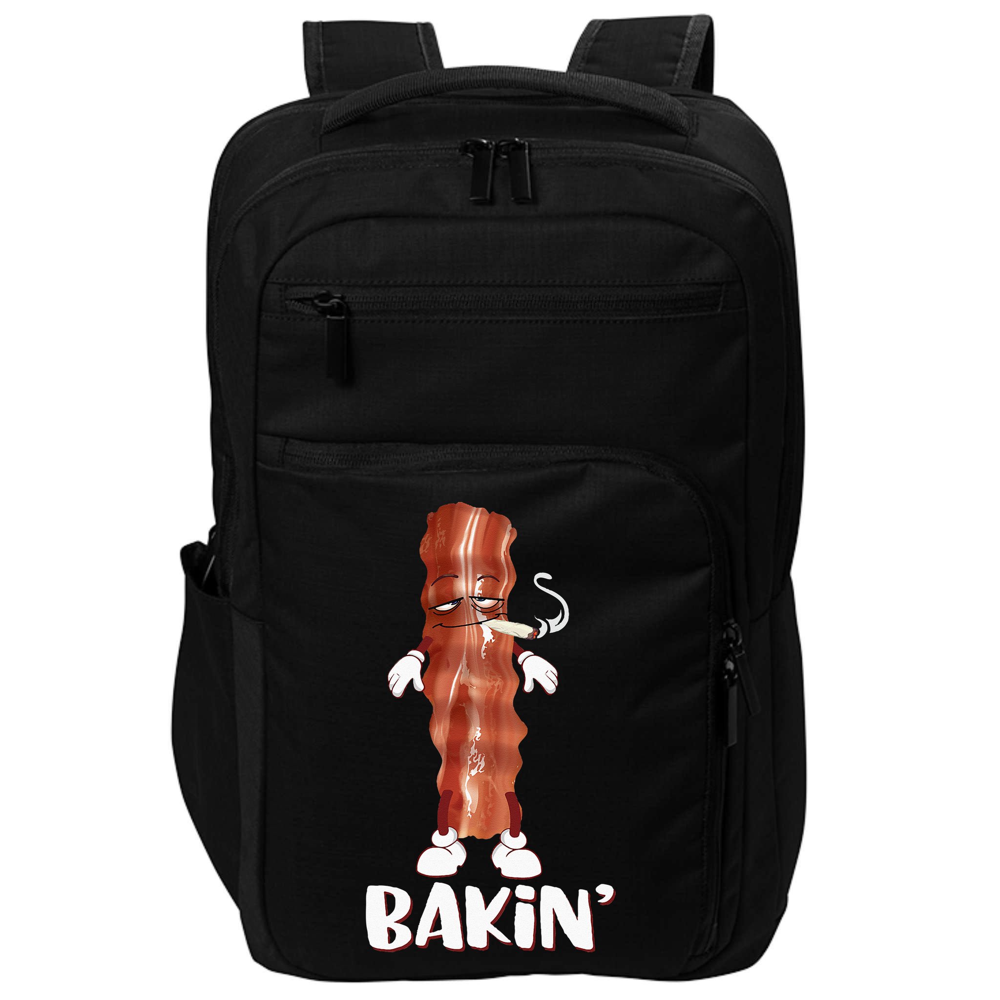 Bakin Bacon Funny 420 Marijuana Smoke Weed Pot Impact Tech Backpack