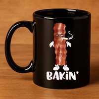 Bakin Bacon Funny 420 Marijuana Smoke Weed Pot 11oz C Handle Ceramic Mug