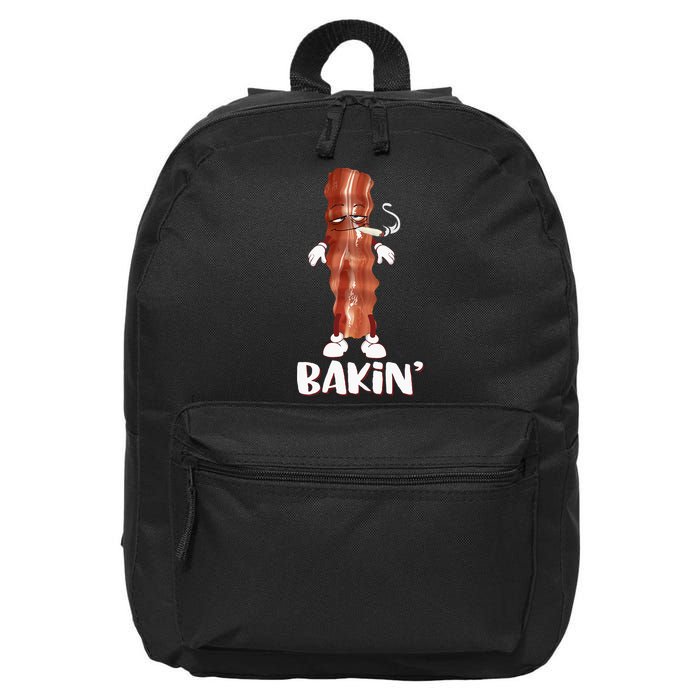 Bakin Bacon Funny 420 Marijuana Smoke Weed Pot 16 in Basic Backpack