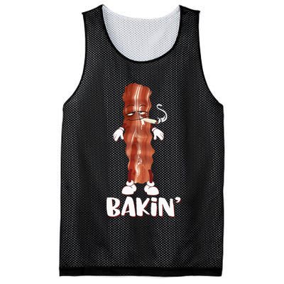 Bakin Bacon Funny 420 Marijuana Smoke Weed Pot Mesh Reversible Basketball Jersey Tank