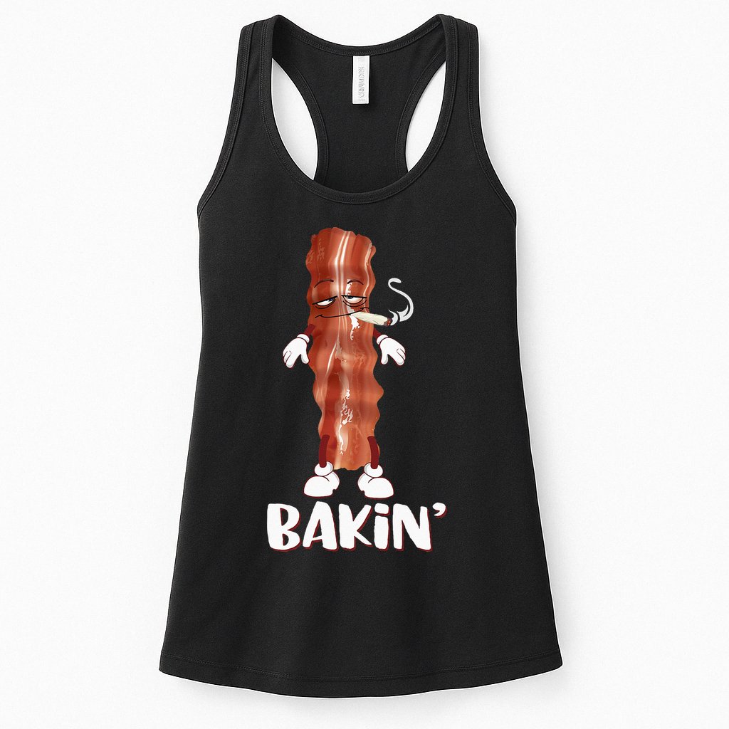 Bakin Bacon Funny 420 Marijuana Smoke Weed Pot Womens Tank Top