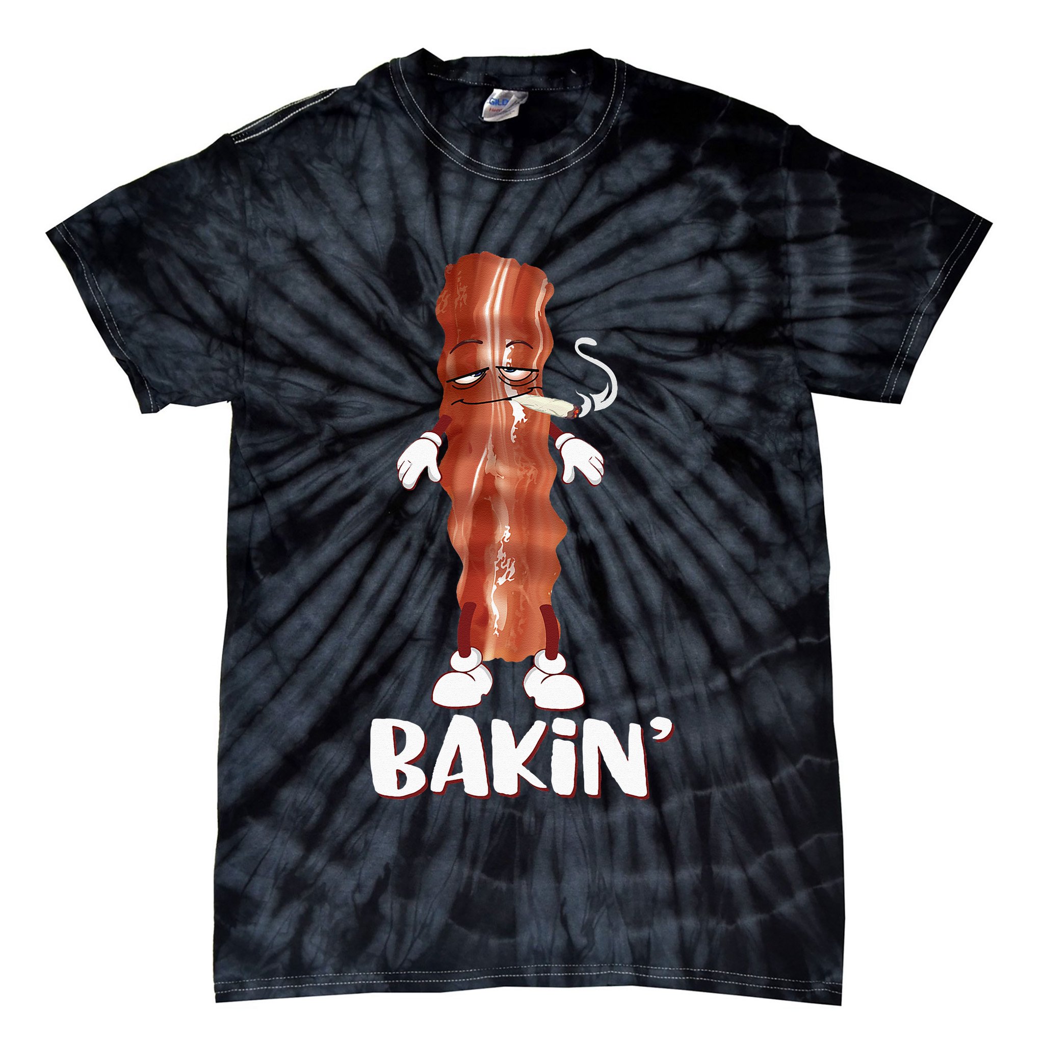 Bakin Bacon Funny 420 Marijuana Smoke Weed Pot Tie-Dye T-Shirt