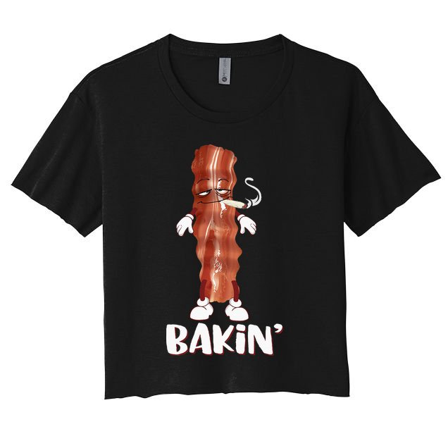 Bakin Bacon Funny 420 Marijuana Smoke Weed Pot Crop Top