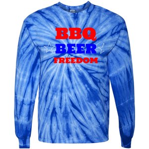 Bbq Beer Freedom Gift Tie-Dye Long Sleeve Shirt