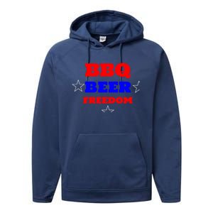 Bbq Beer Freedom Gift Performance Fleece Hoodie