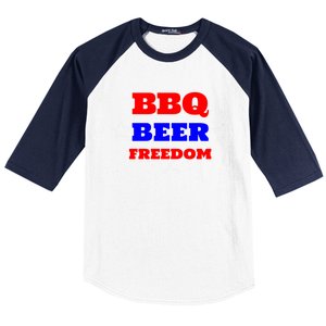 Bbq Beer Freedom Gift Baseball Sleeve Shirt