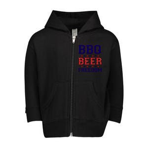 Bbq Beer Freedom Gift Toddler Zip Fleece Hoodie