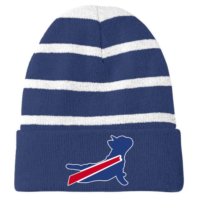 Buffalo French Bulldog Striped Beanie with Solid Band