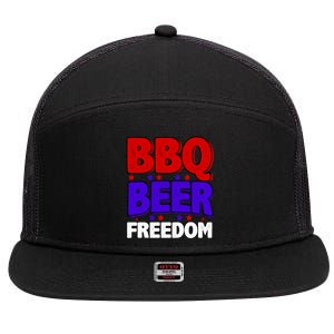 Bbq Beer Freedom Gift 7 Panel Mesh Trucker Snapback Hat