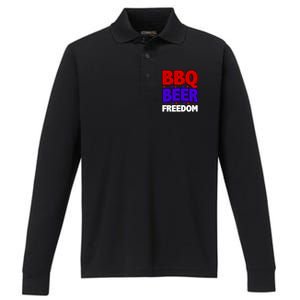 Bbq Beer Freedom Gift Performance Long Sleeve Polo