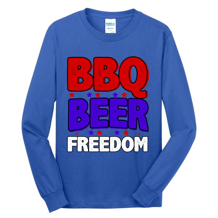 Bbq Beer Freedom Gift Tall Long Sleeve T-Shirt