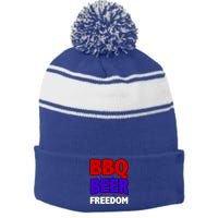 Bbq Beer Freedom Gift Stripe Pom Pom Beanie